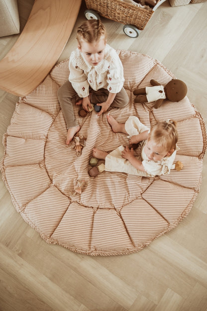 Organic babyspeelkleed & cocon - stripes brown