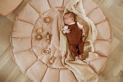 Organic babyspeelkleed & cocon - stripes brown