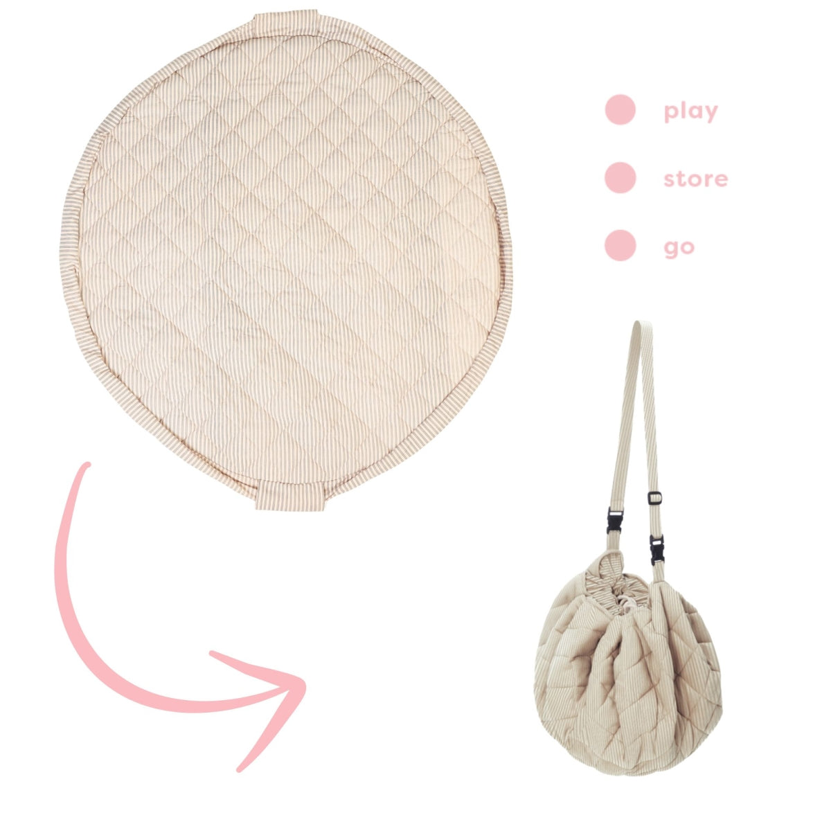 Organic babyspeelkleed & reistas - stripes blue