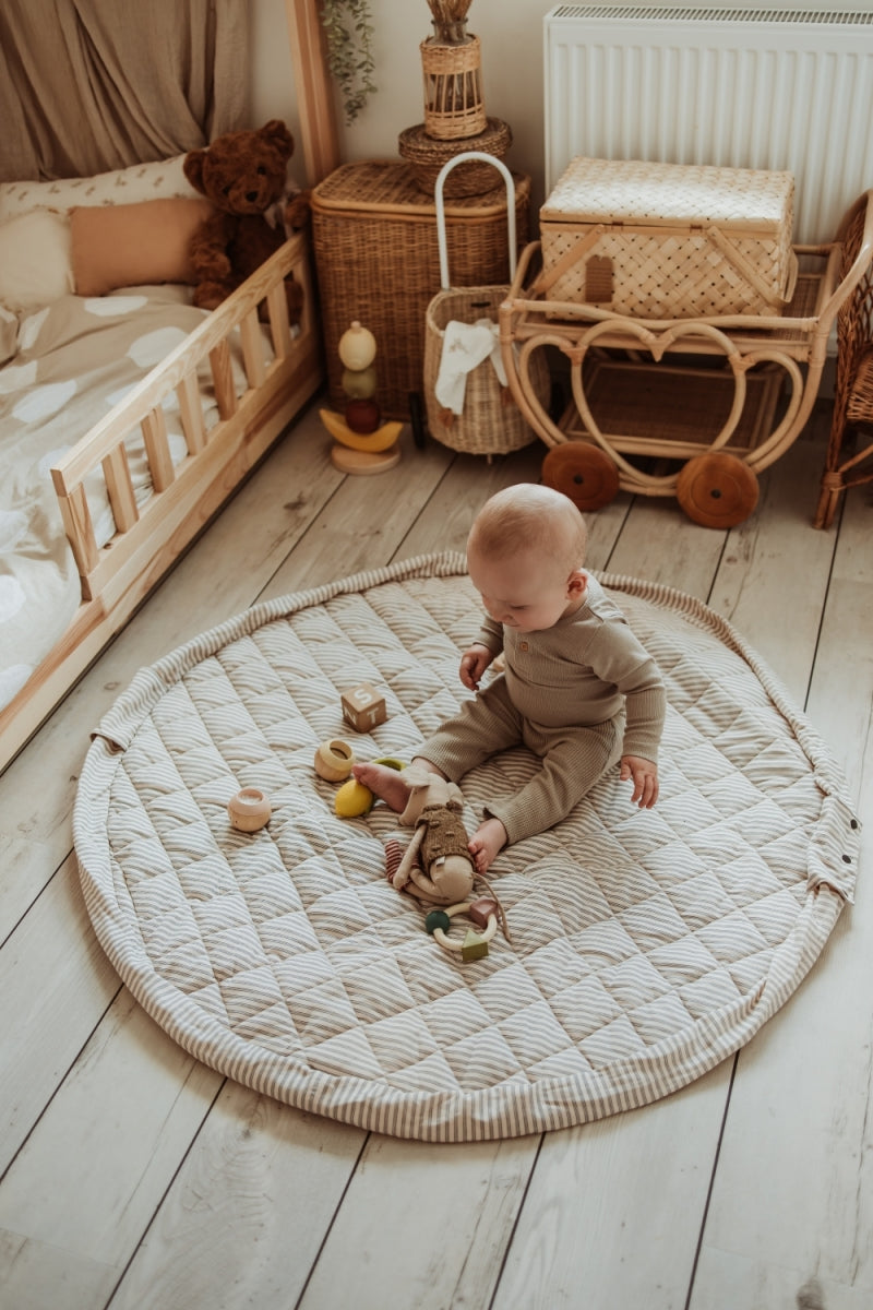 Organic babyspeelkleed & reistas - stripes blue