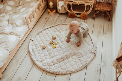 Organic babyspeelkleed & reistas - stripes blue