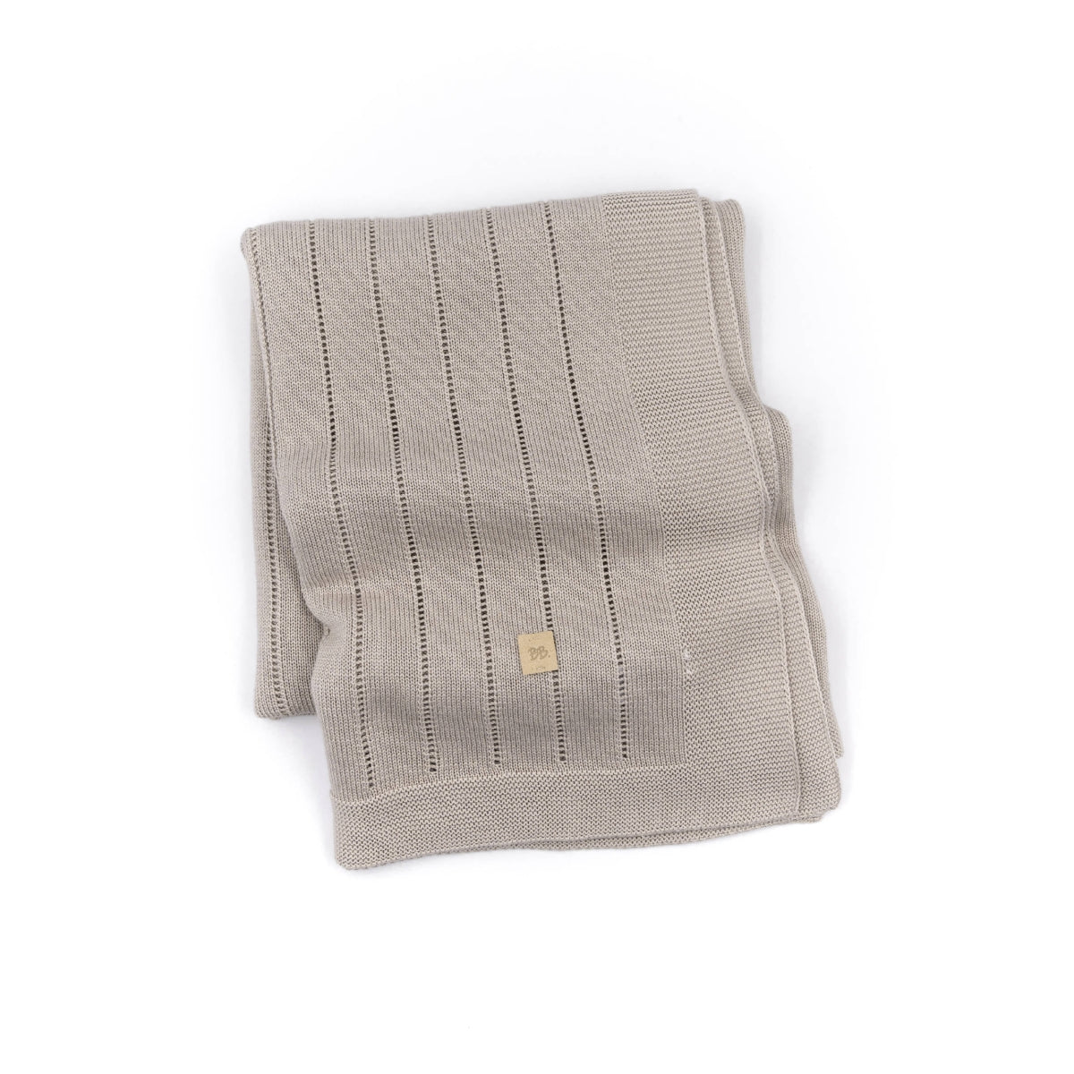 Wiegdeken 100X75 knitted stripes - Camel