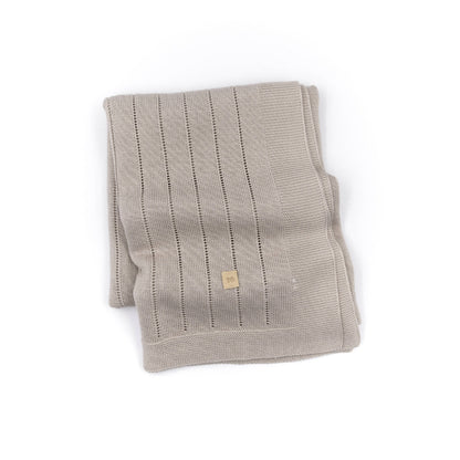 Wiegdeken 100X75 knitted stripes - Camel