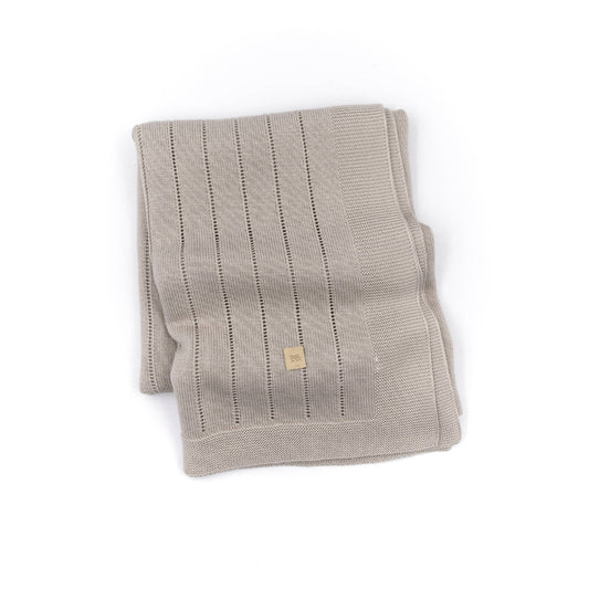 Wiegdeken 100X75 knitted stripes - Camel