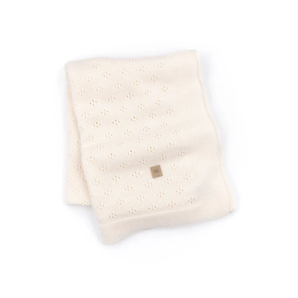 Wiegdeken 100X75 openwork Knitted - White