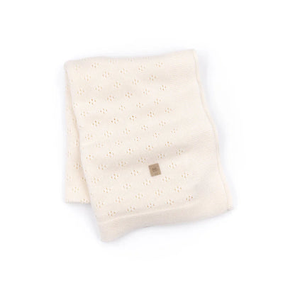 Wiegdeken 100X75 openwork Knitted - White