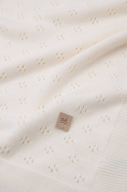 Wiegdeken 100X75 openwork Knitted - White