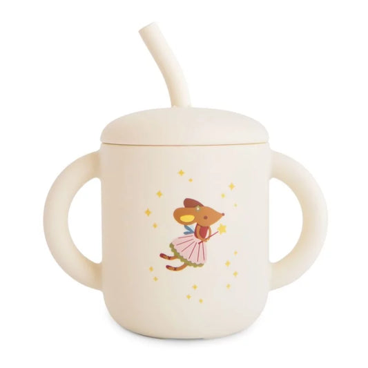 Silicone Training Cup + Straw - Fairy Mice