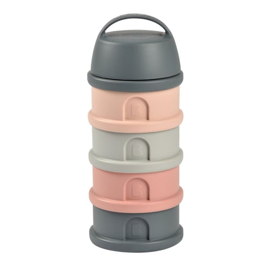 Stapelbare doseerdozen 4 compartimenten Mineral grey/pink