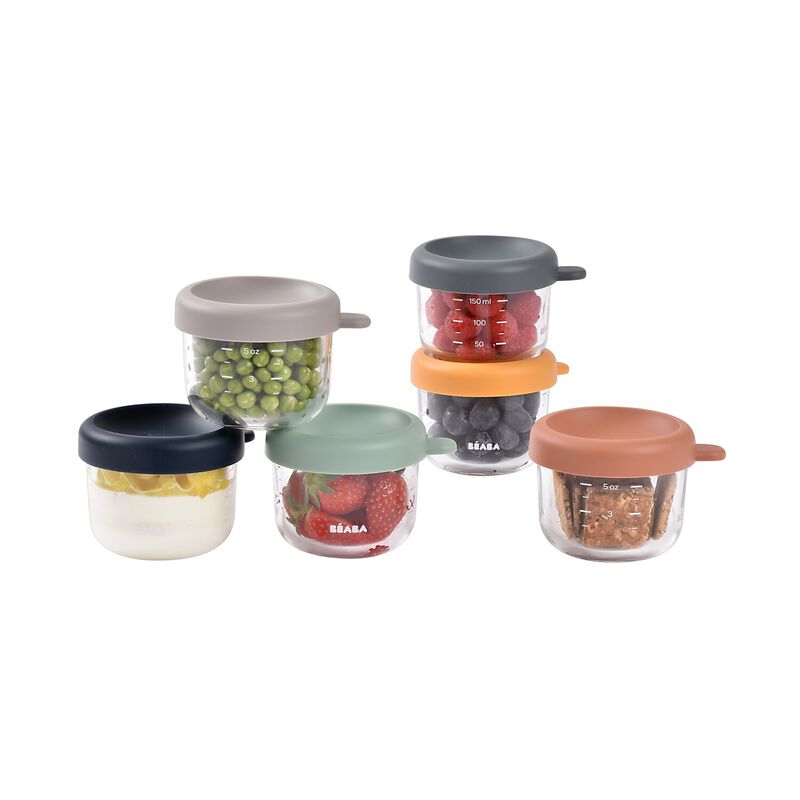 Set van 6 glazen bewaarpotjes 150 ml (Sunrise color mix)