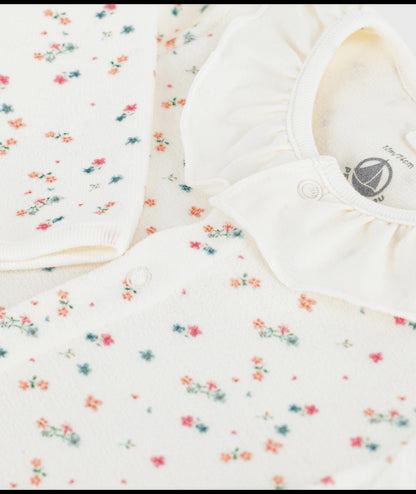 Fluwelen babypyjama met bloemenprint