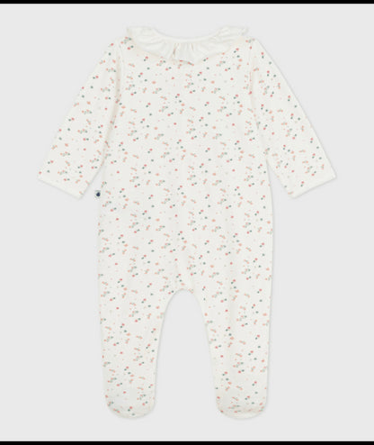 Fluwelen babypyjama met bloemenprint