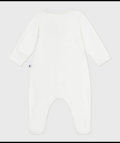 Fluwelen babypyjama met effen kraag