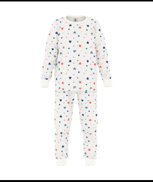 Fluwelen kinderpyjama (2-delig) met hartjesprint