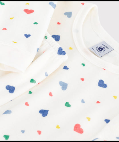 Fluwelen kinderpyjama (2-delig) met hartjesprint