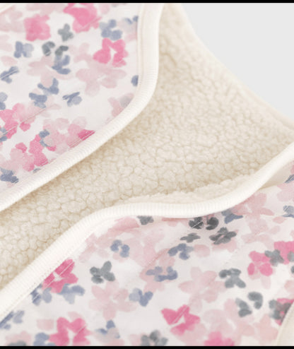 Mouwloos babyvestje met print van poplin uit katoen en teddy