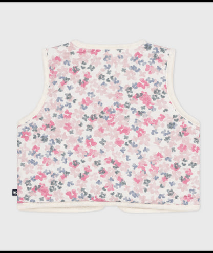 Mouwloos babyvestje met print van poplin uit katoen en teddy