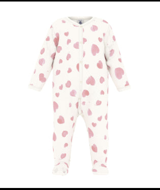 Babypyjama (1-delig) van fleece met hartjesprint - roze
