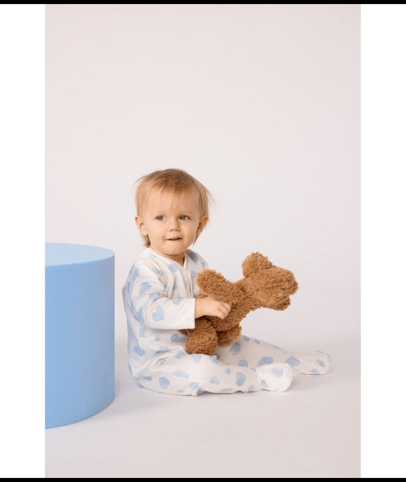 Babypyjama (1-delig) van fleece met hartjesprint - blauw