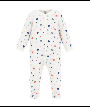 Fluwelen babypyjama (onesie) met hartjesprint