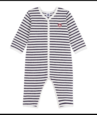 Katoenen babypyjama zonder voetjes met streepjesprint