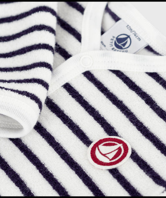 Katoenen babypyjama zonder voetjes met streepjesprint