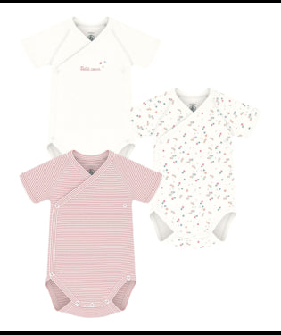 Set van 3 katoenen babyrompertjes (LM) - roze