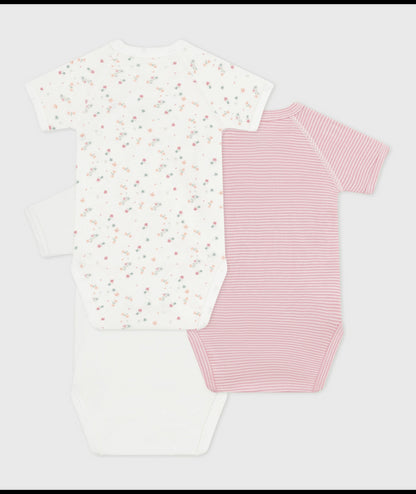 Set van 3 katoenen babyrompertjes (KM) - flowers