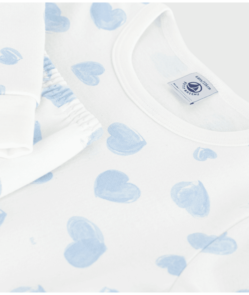 Kinderpyjama (2-delig) van fleece met hartjesprint - blauw