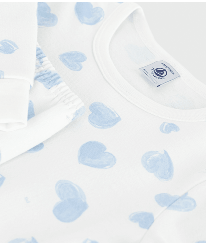 Kinderpyjama (2-delig) van fleece met hartjesprint - blauw