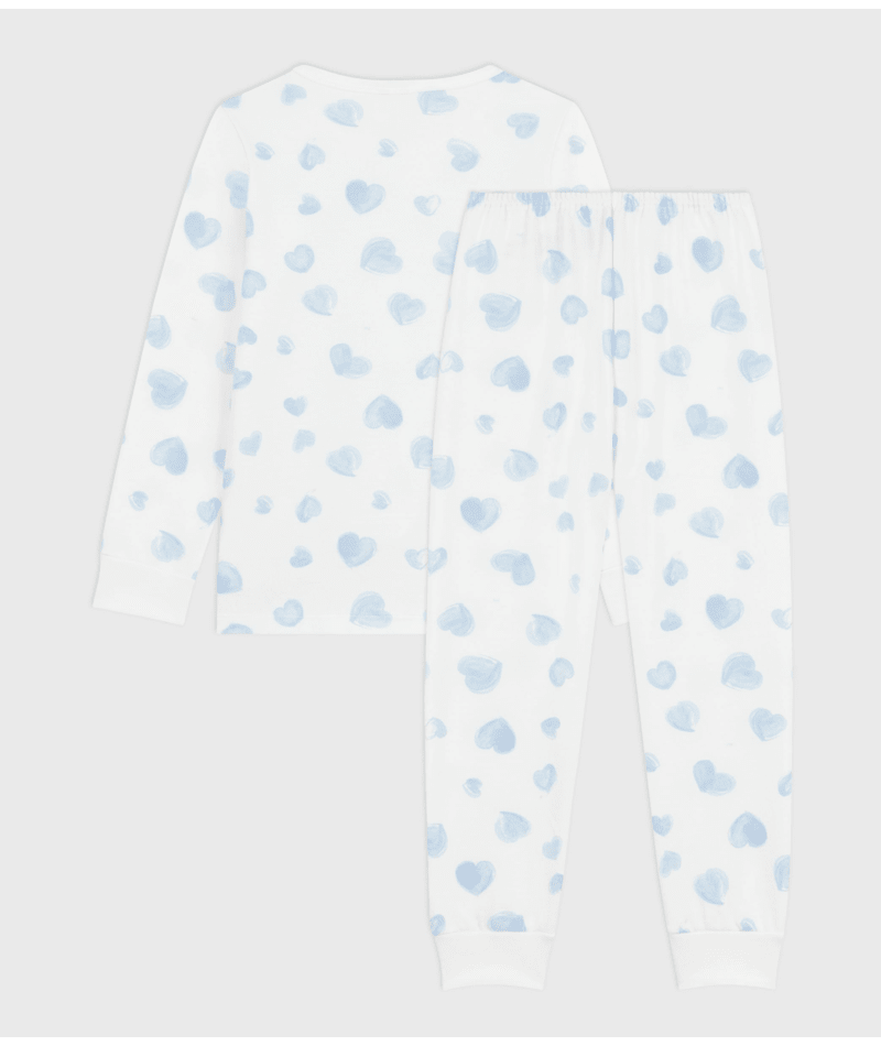 Kinderpyjama (2-delig) van fleece met hartjesprint - blauw