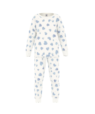 Kinderpyjama (2-delig) van fleece met hartjesprint - blauw