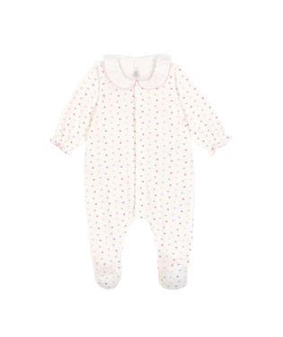 Babypyjama in tubic met fleurig kraagje - multicolor