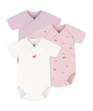 Set van 3 katoenen babyrompertjes met print KM - aardbei
