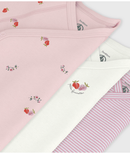 Set van 3 katoenen babyrompertjes met print KM - aardbei
