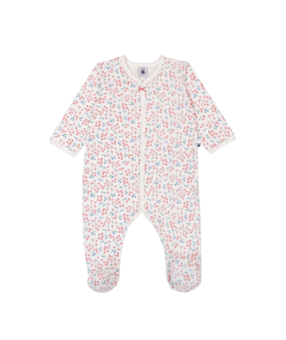 Babypyjama van fluweel met bloemenprint - multicolor