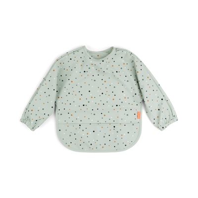 Sleeved pocket bib Happy dots Green