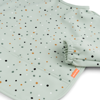 Sleeved pocket bib Happy dots Green