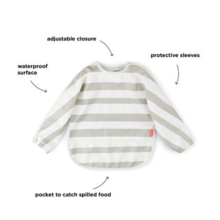 Sleeved pocket bib Stripes Sand
