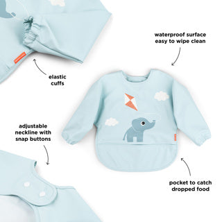 Sleeved pocket bib Playground Blue