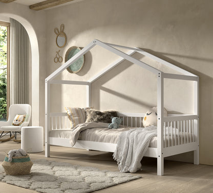 Huisbed 90 x 200 Beuk wit + bedlade