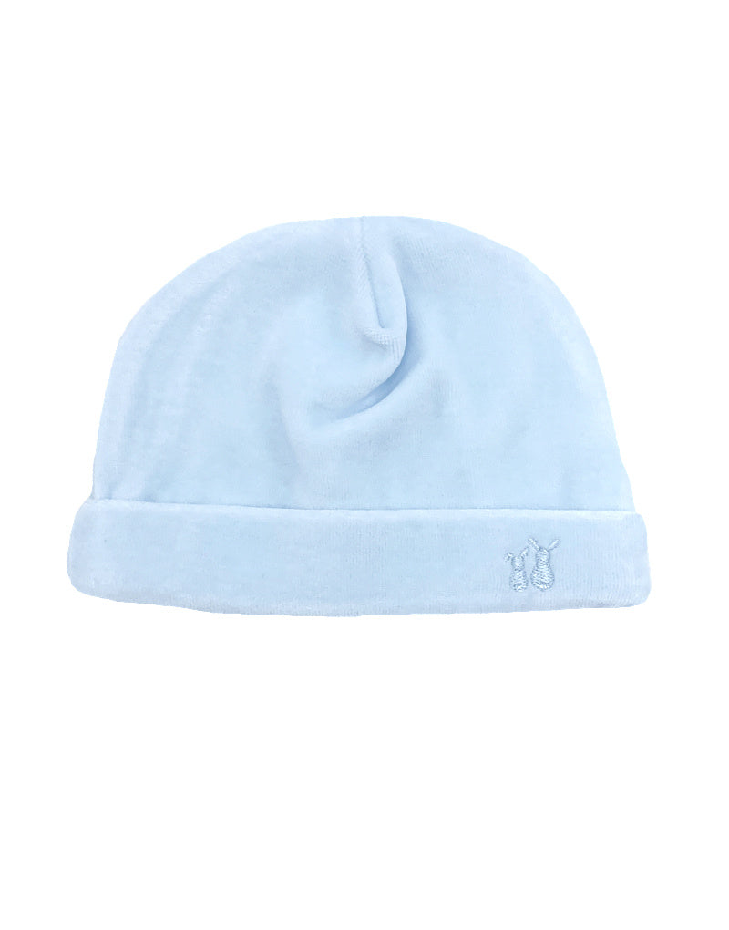 Velours baby mutsje - Baby Blauw