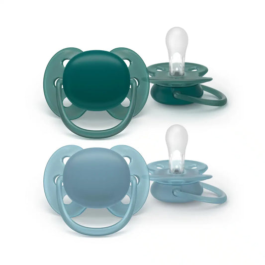 Fopspeen +18m Soft blauw/groen