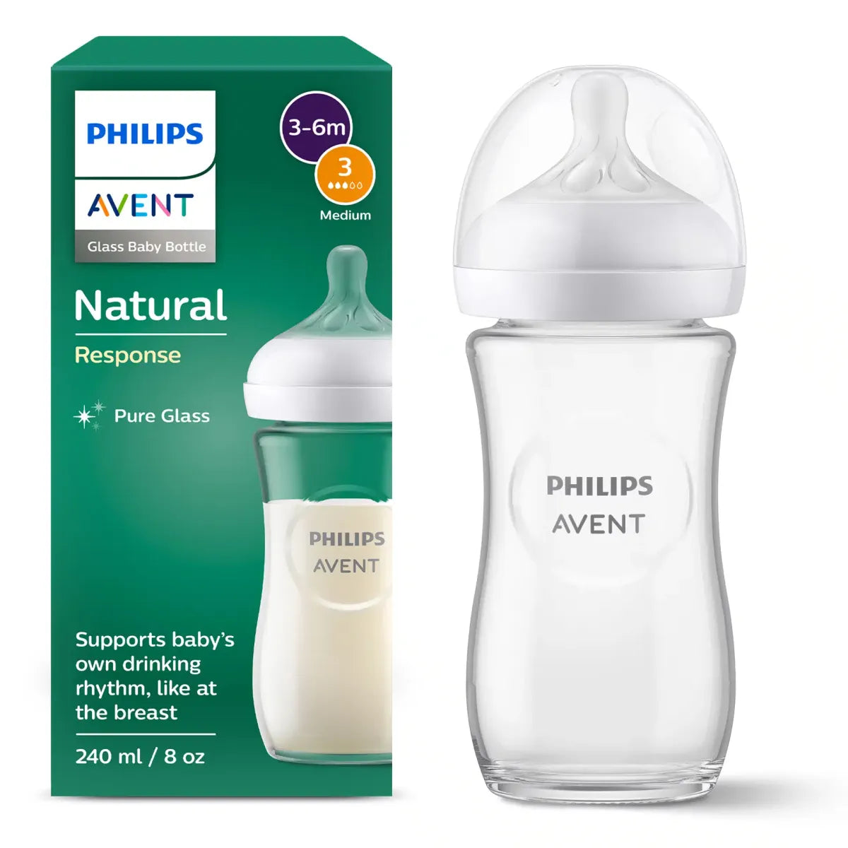 Natural 3.0 zuigfles 240 ml Glas