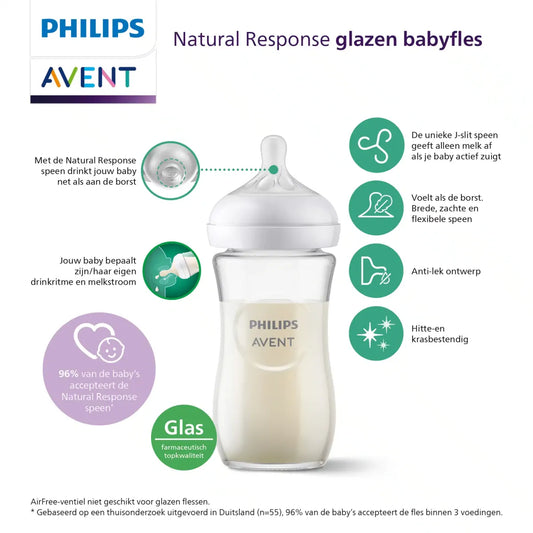 Natural 3.0 zuigfles 240 ml Glas