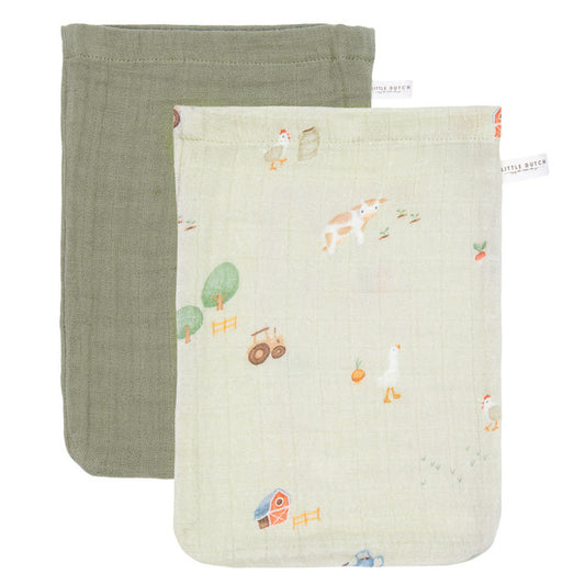 Hydrofiele washandjes Little Farm (2-pack)